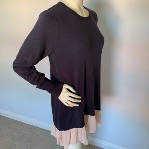 LOGO Cotton Cashmere Sweater w Chiffon Trim
